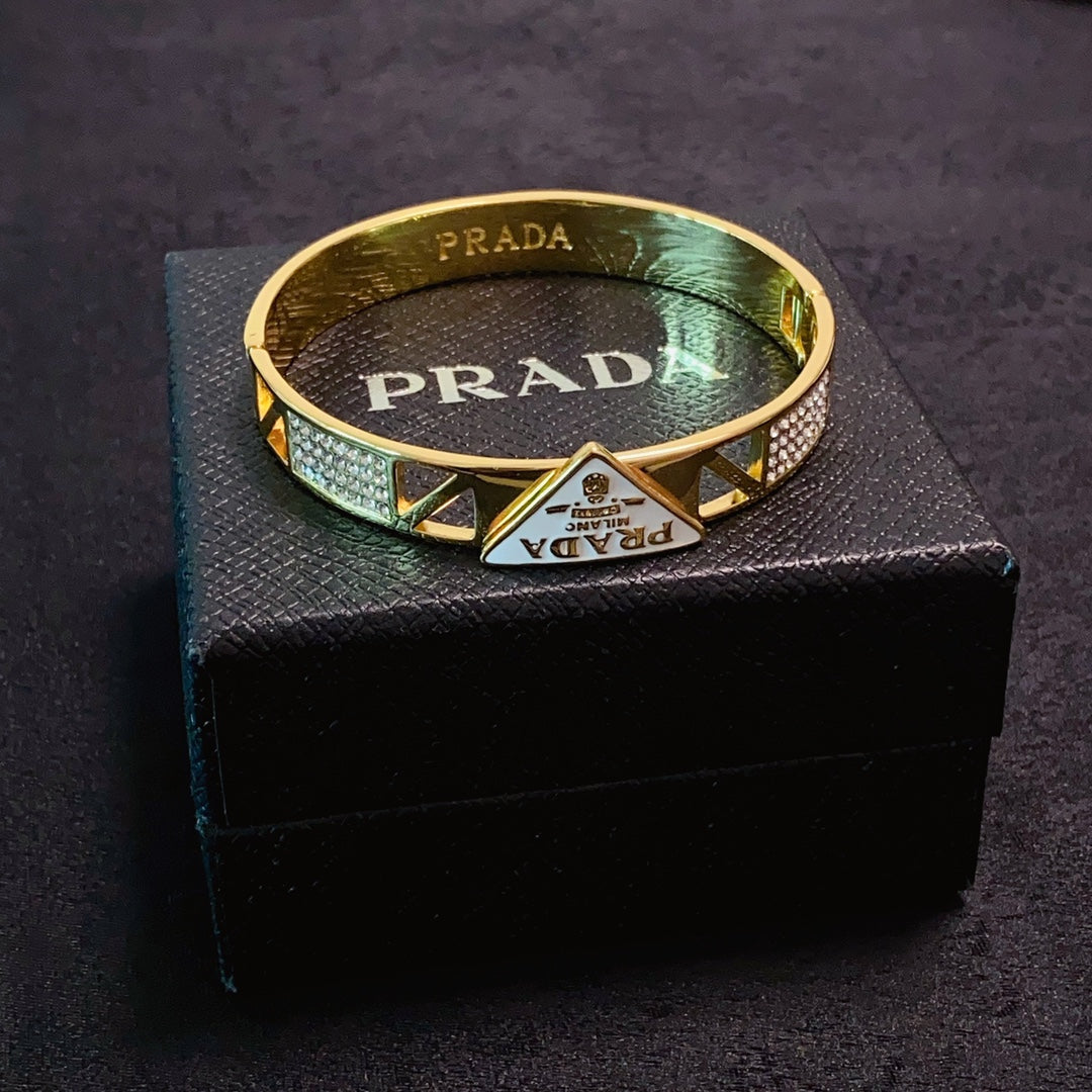 Prada Triangle Diamond 18K Gold Bracelet