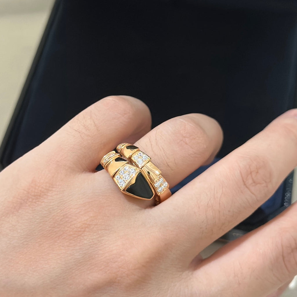 Bvlgari Serpenti Viper Black 18K Gold Ring