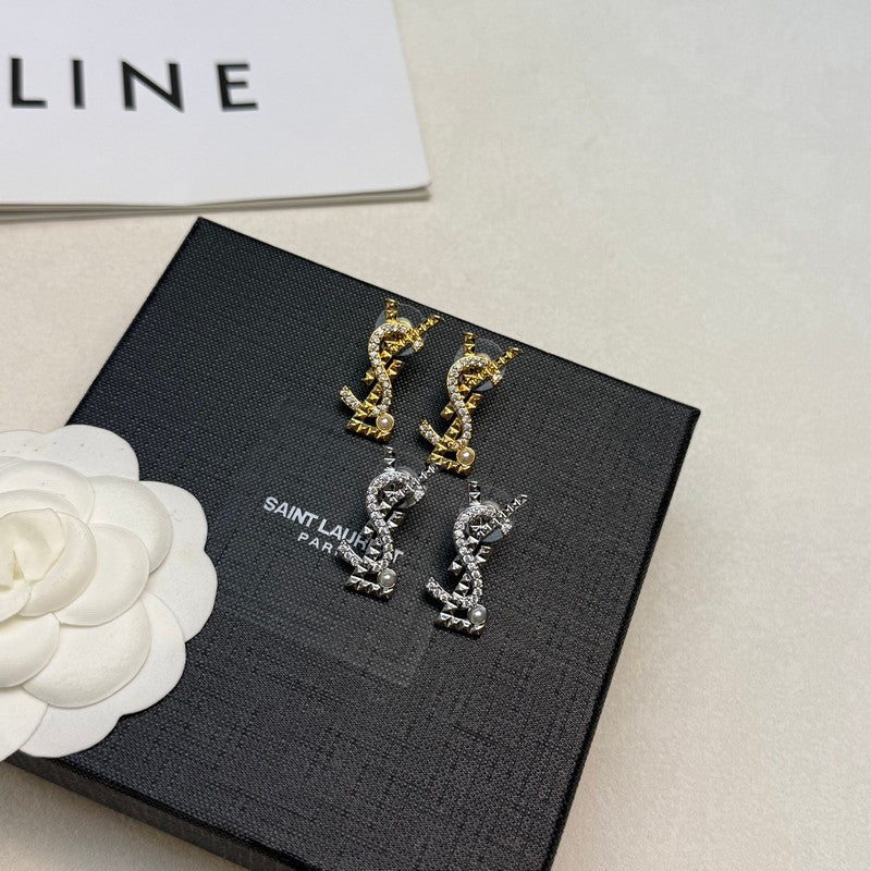 YSL Gold Diamond 18K Gold Earrings