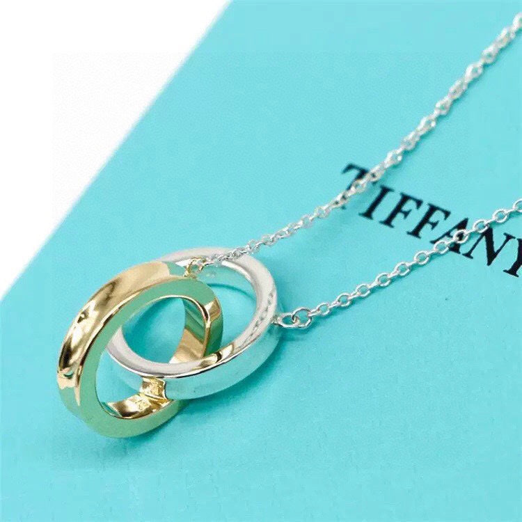 Tiffany 1837 Interlocking Circles Pendant 18K Gold Necklace