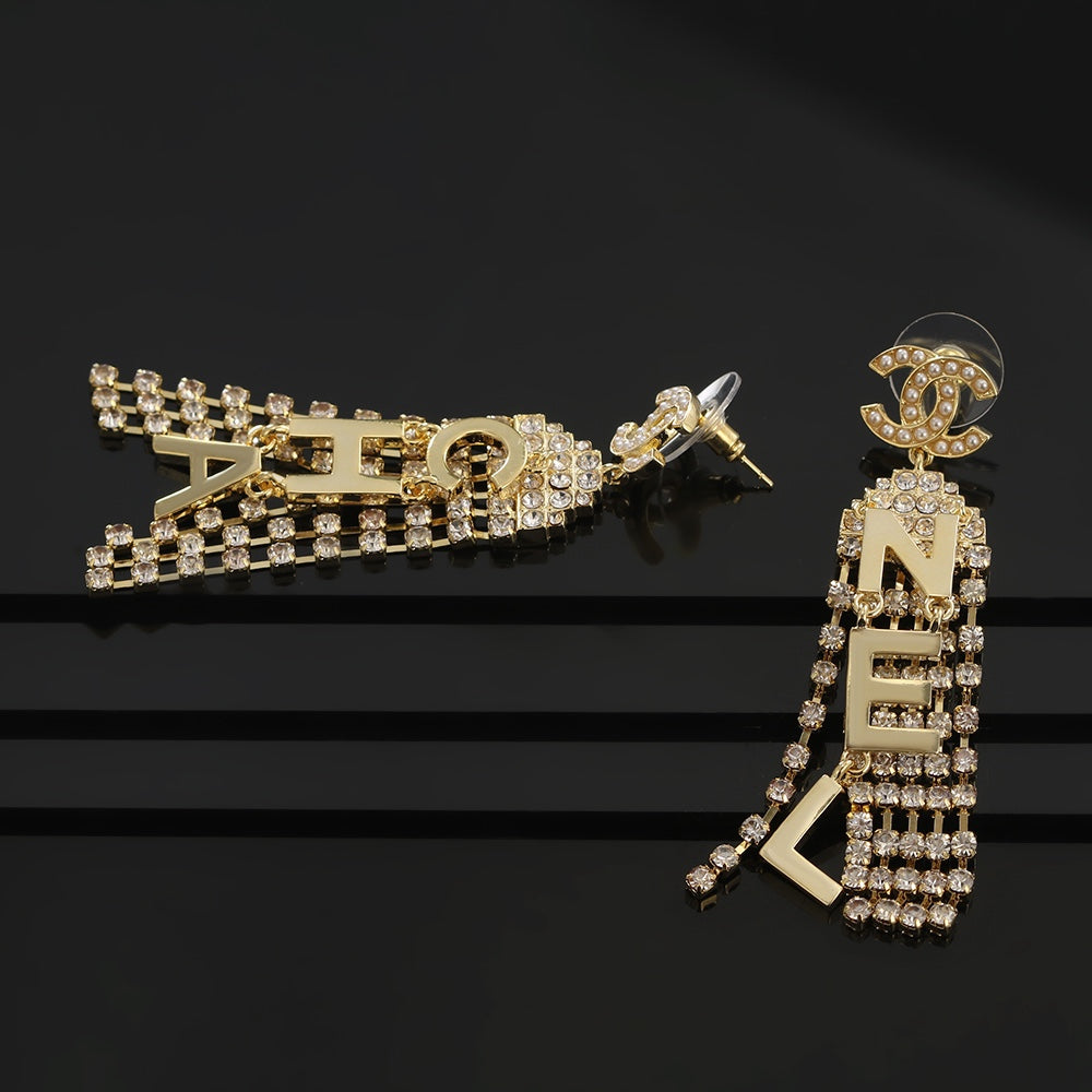 Chanel Letter 18K Gold Earrings
