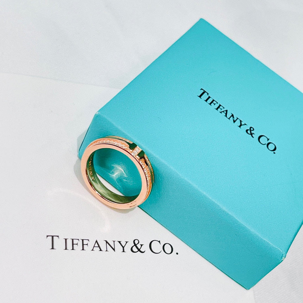 Tiffany Narrow Pave Diamond 18K Gold Ring