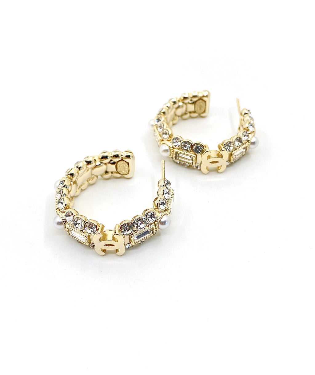 Chanel Crystals Circle 18K Gold Earrings