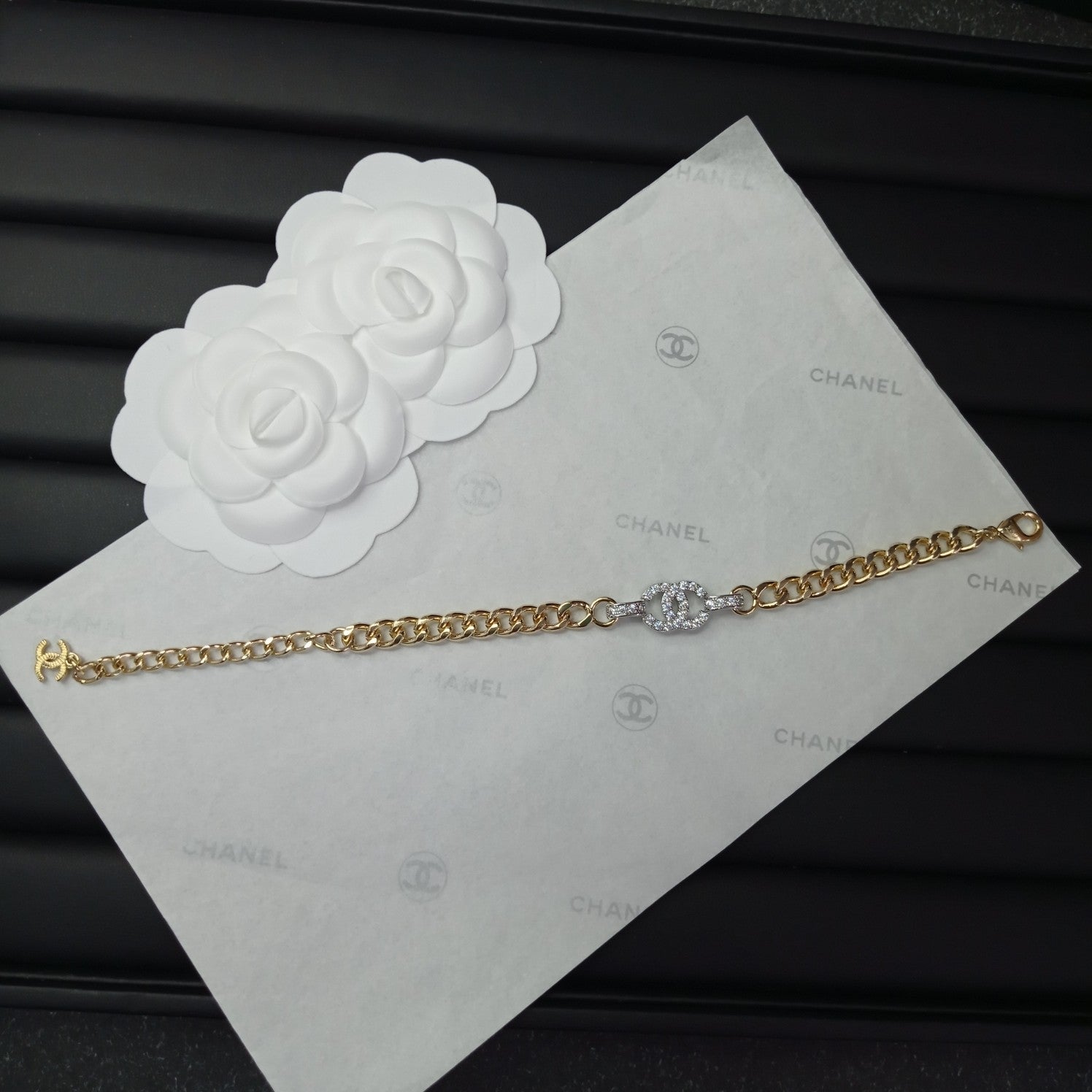 Chanel Diamond Chain 18K Gold Bracelet
