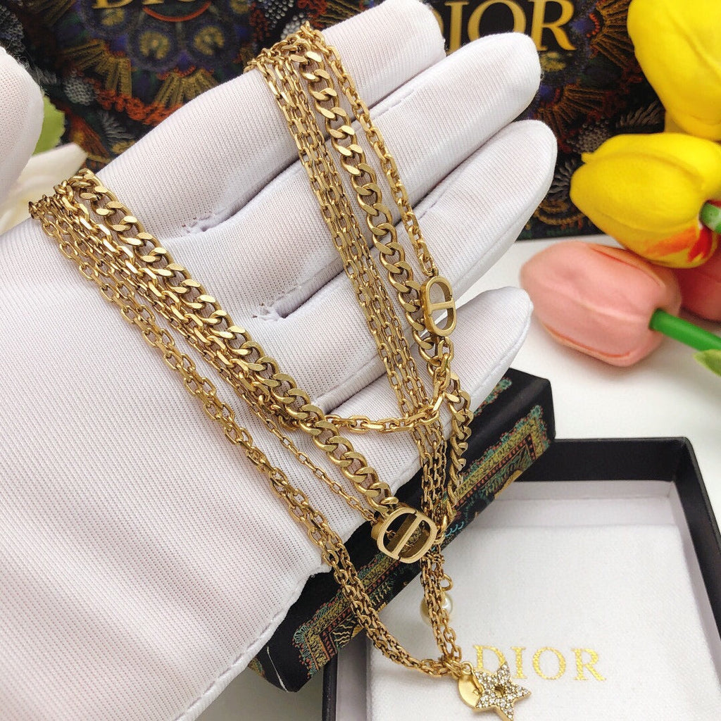 Dior Multi Layer 18K Gold Necklace