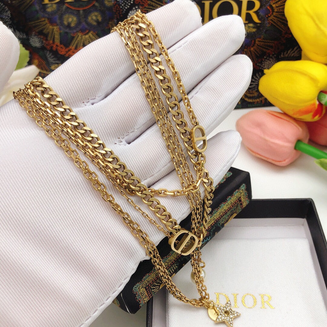 Dior Multi Layer 18K Gold Necklace
