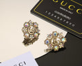Gucci Double Blue Flowers 18K Gold Earrings