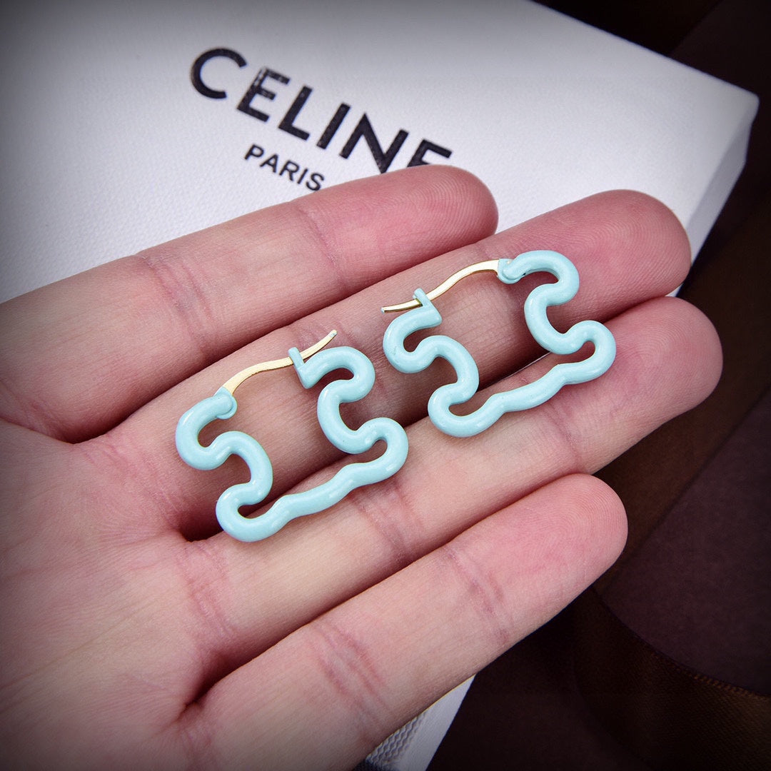 Celine Color Resin 18K Gold Earrings