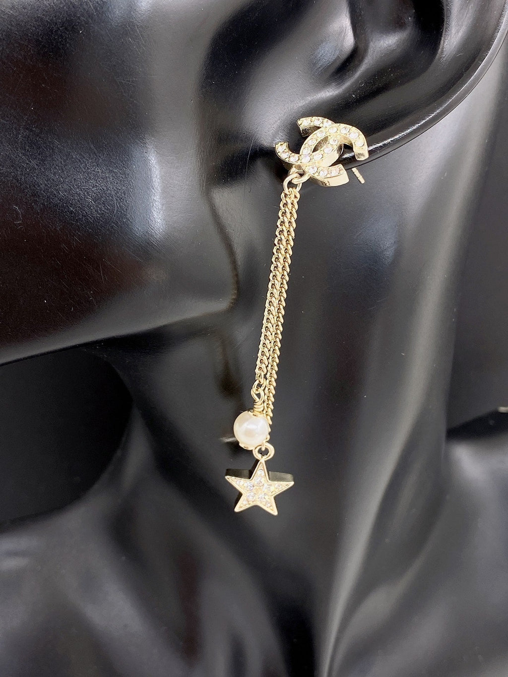 Chanel Pearl & Star 18K Gold Earrings