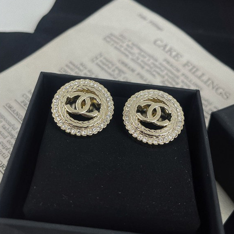 Chanel Classic Diamond 18K Gold Earrings