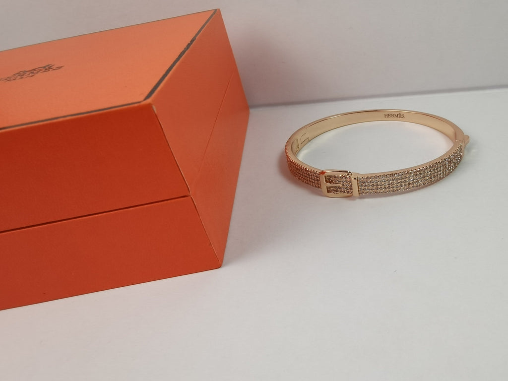 Hermes Kelly Diamond Vintage 18K Gold Bracelet