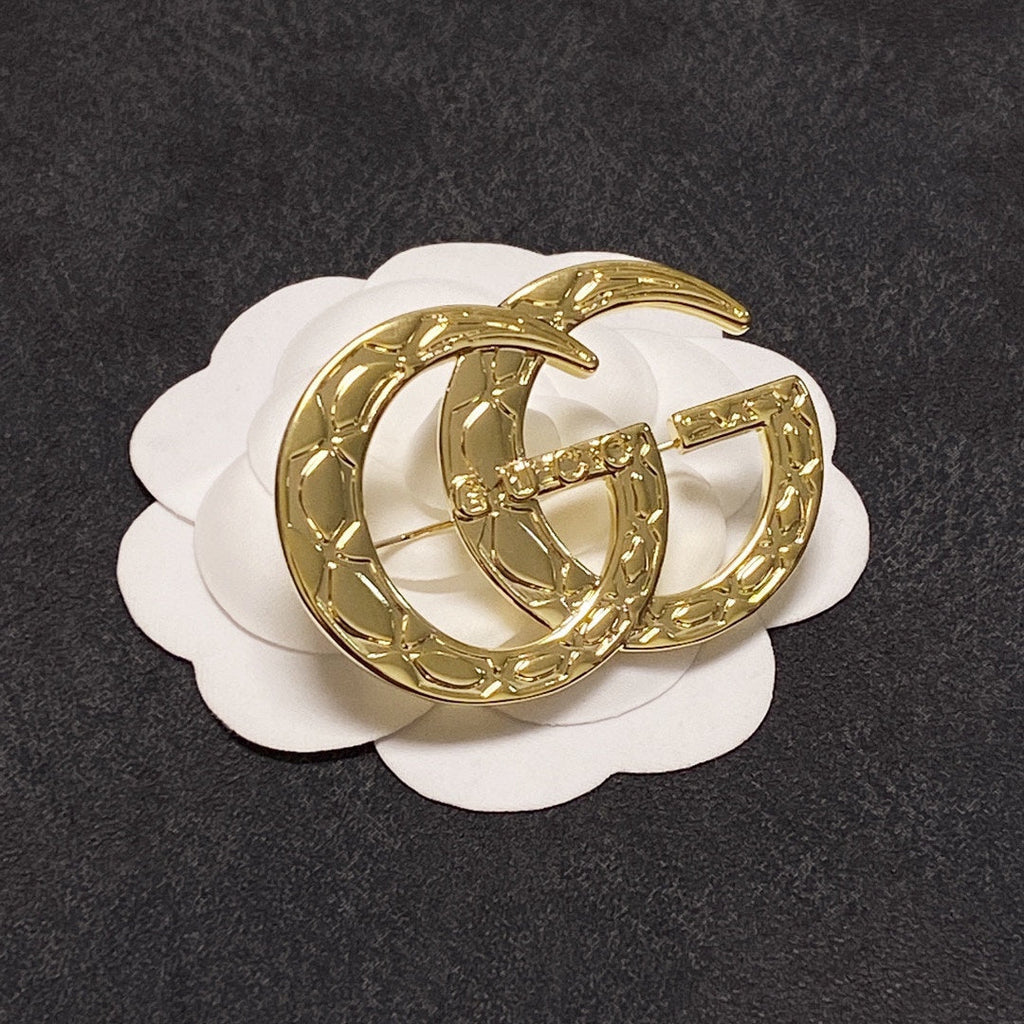 Gucci Double 18K Gold Brooch