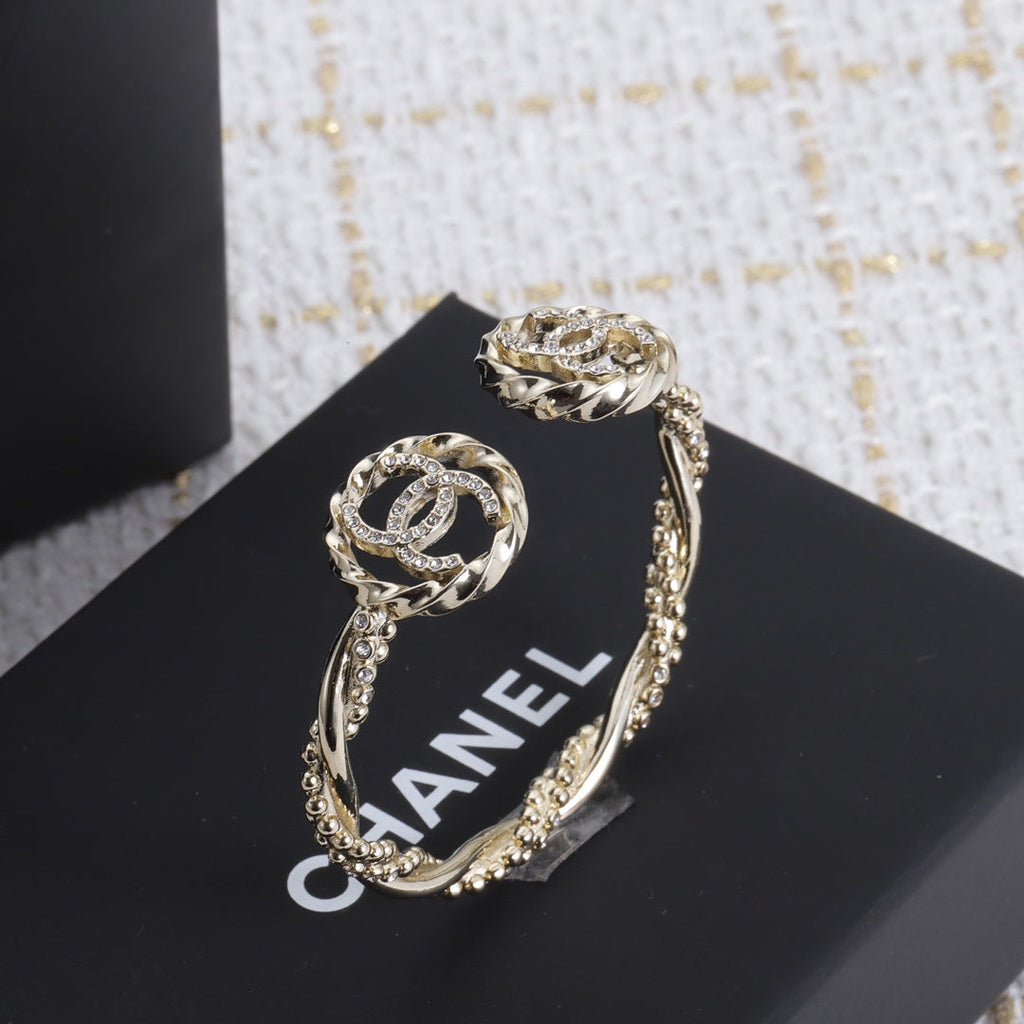 Chanel Double Open 18K Gold Bracelet