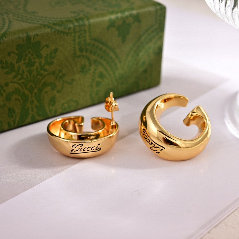 Gucci Double GucciLogo 18K Gold Earrings