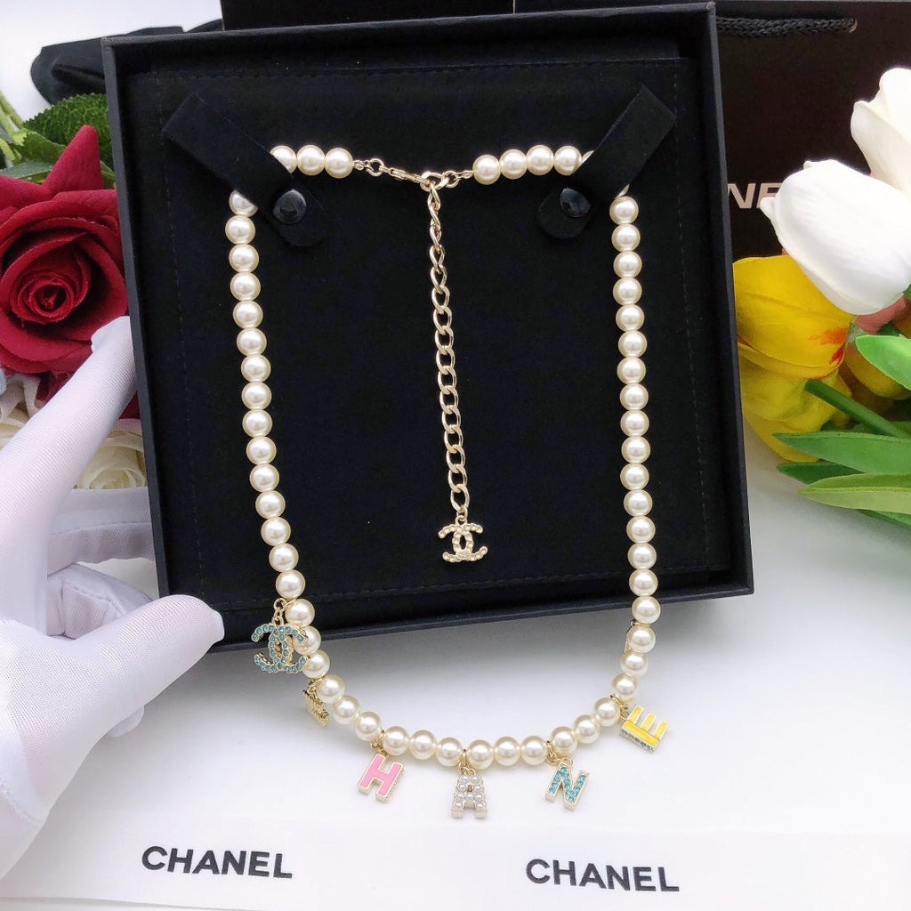 Dior Script Pearls 18K Gold Necklace