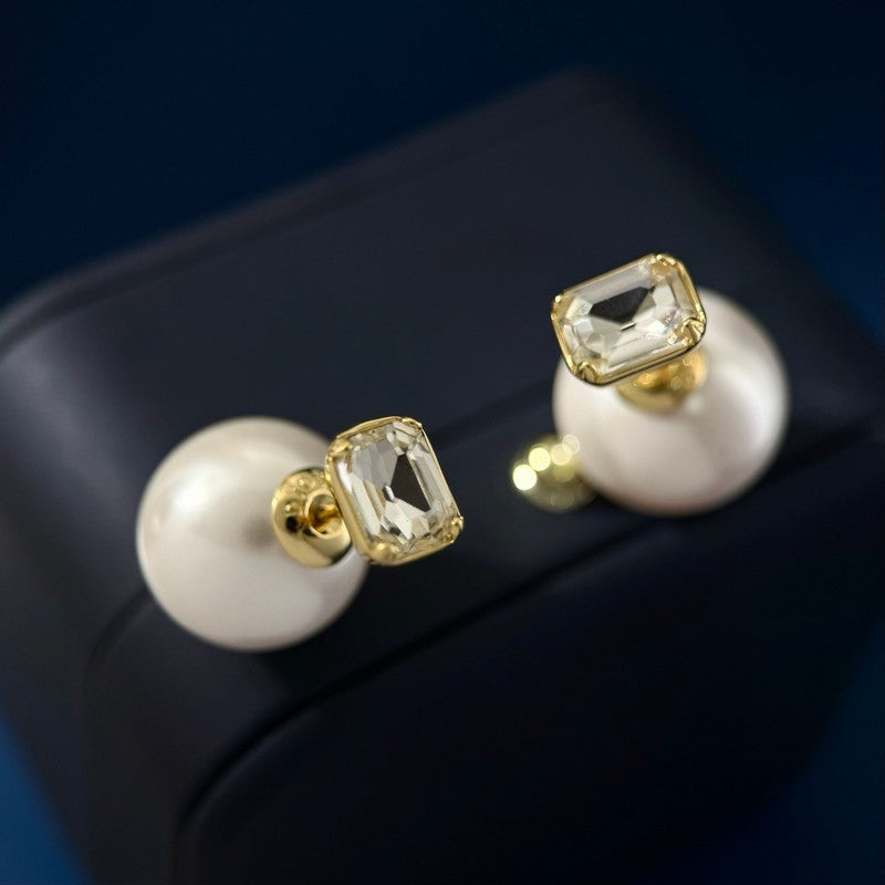 Dior Pearl Crystal 18K Gold Earrings