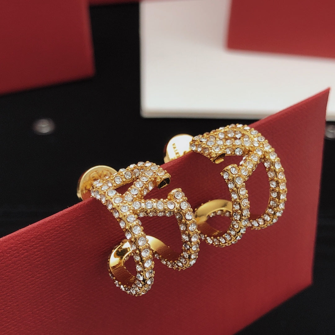 Valentino Diamonds Open 18K Gold Earrings