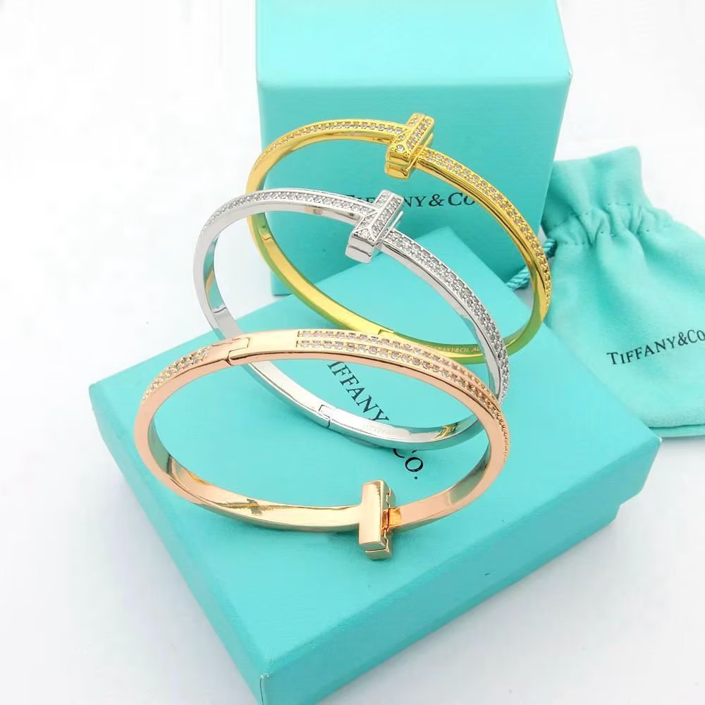 T1 Wide Diamond Bangle 18K Gold Bracelet