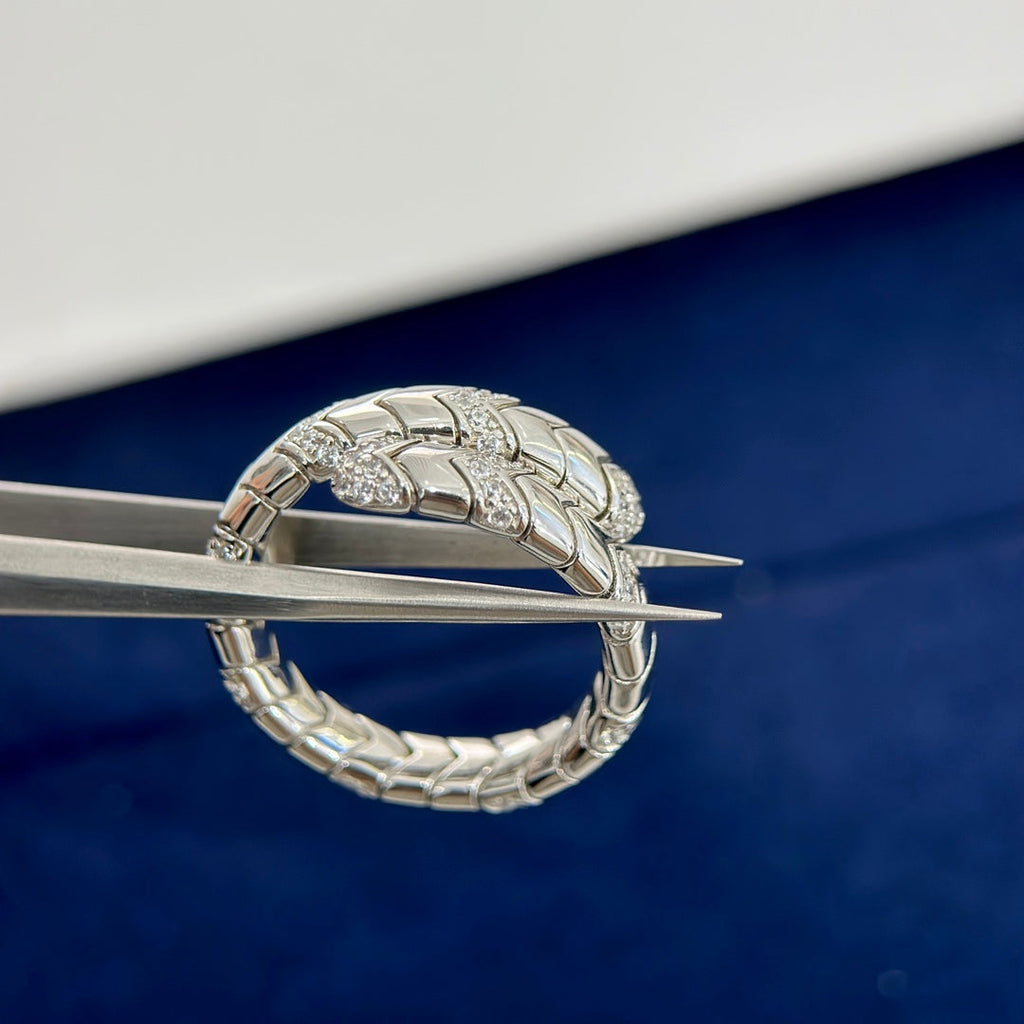 Bvlgari Serpenti Viper Pave Diamond 18K Gold Ring