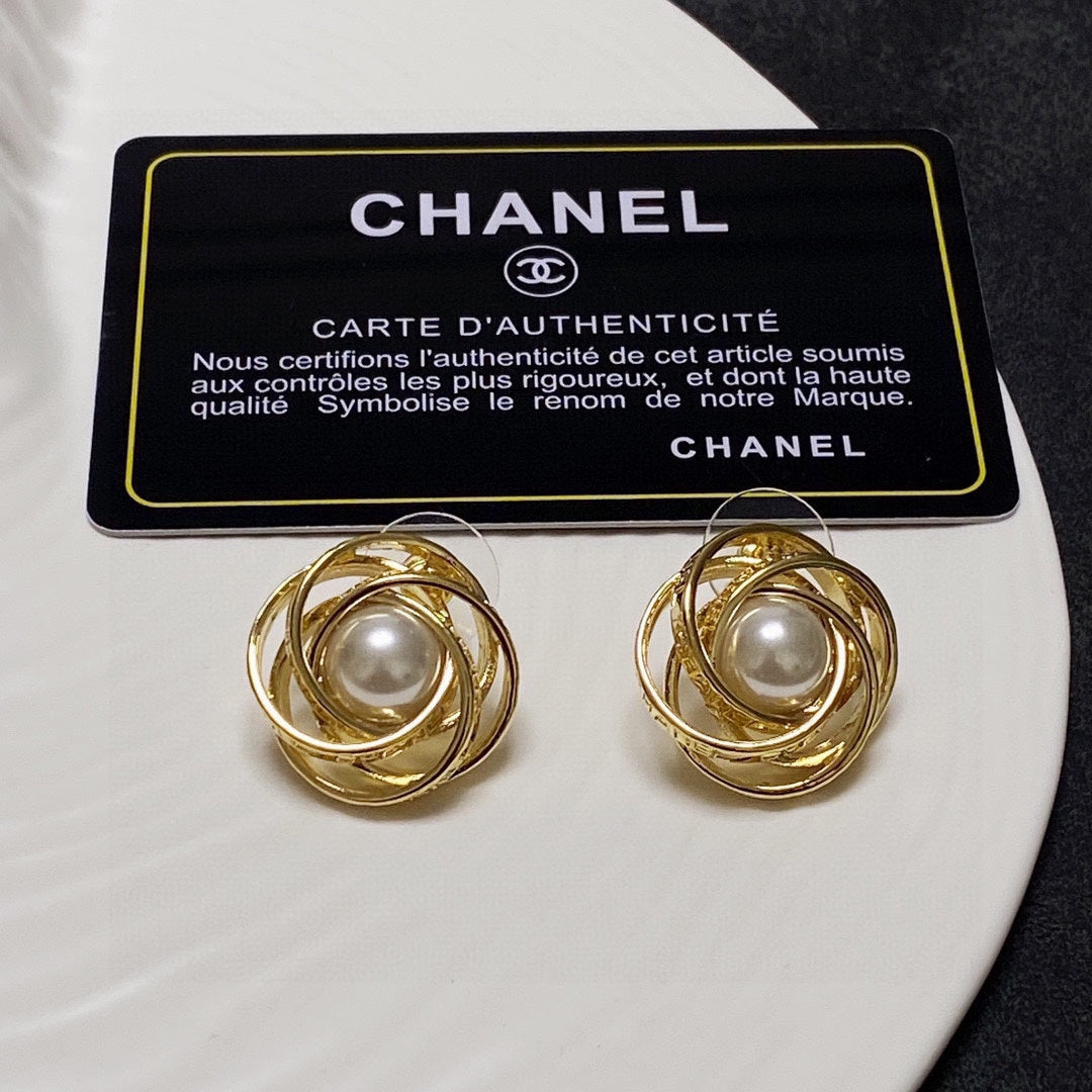 Chanel Pearl 18K Gold Earrings