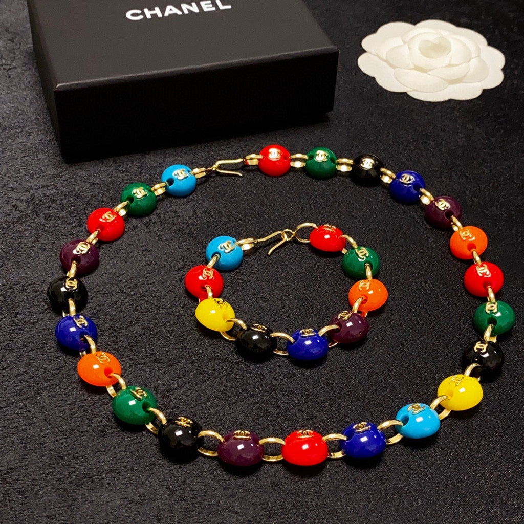 Chanel Color Beads 18K Gold Necklace