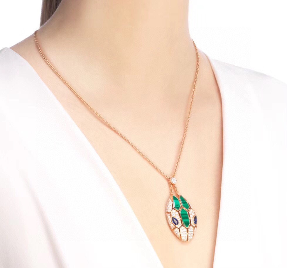 Bvlgari Serpenti Malachite 18K Gold Necklace