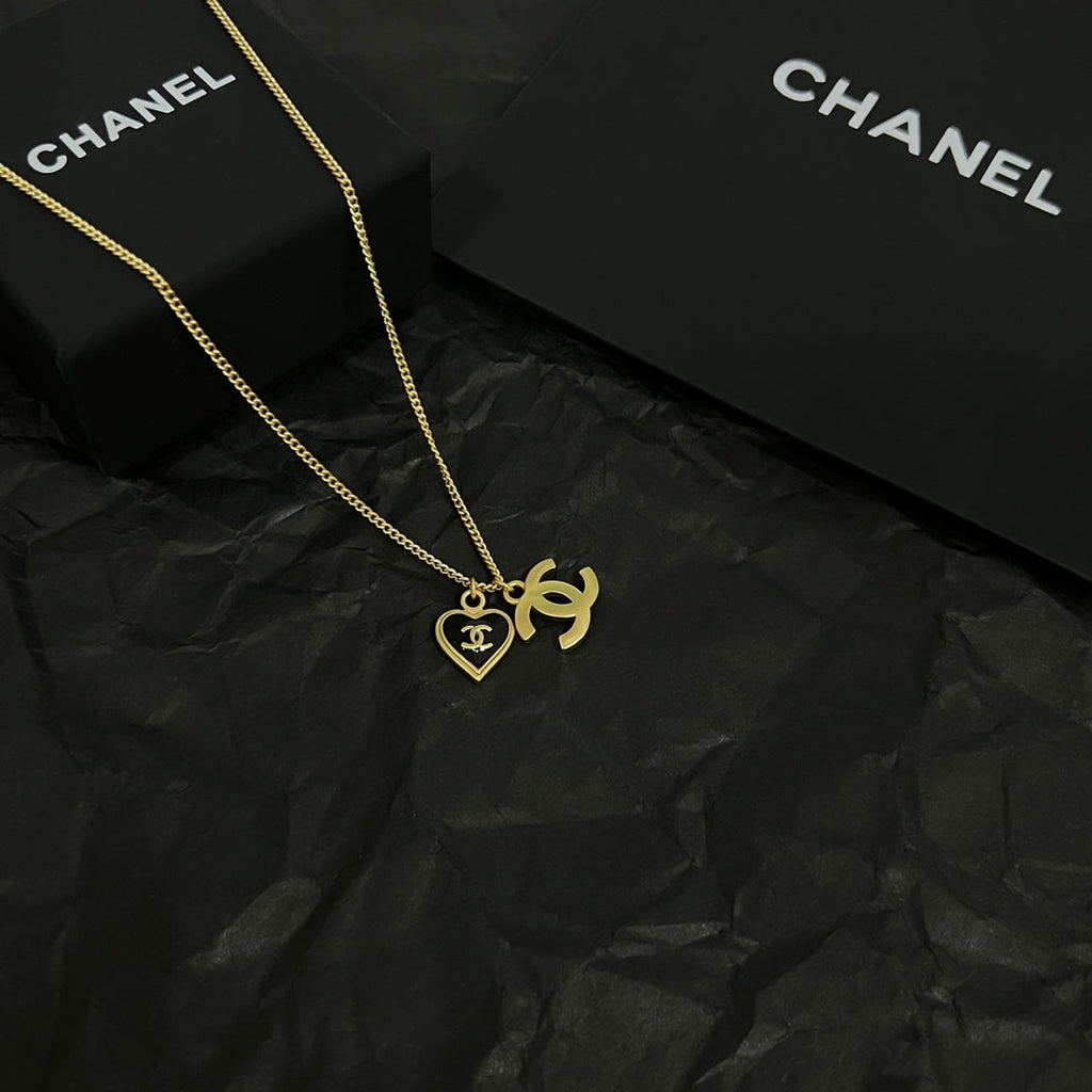 Chanel Black Heart 18K Gold Necklace