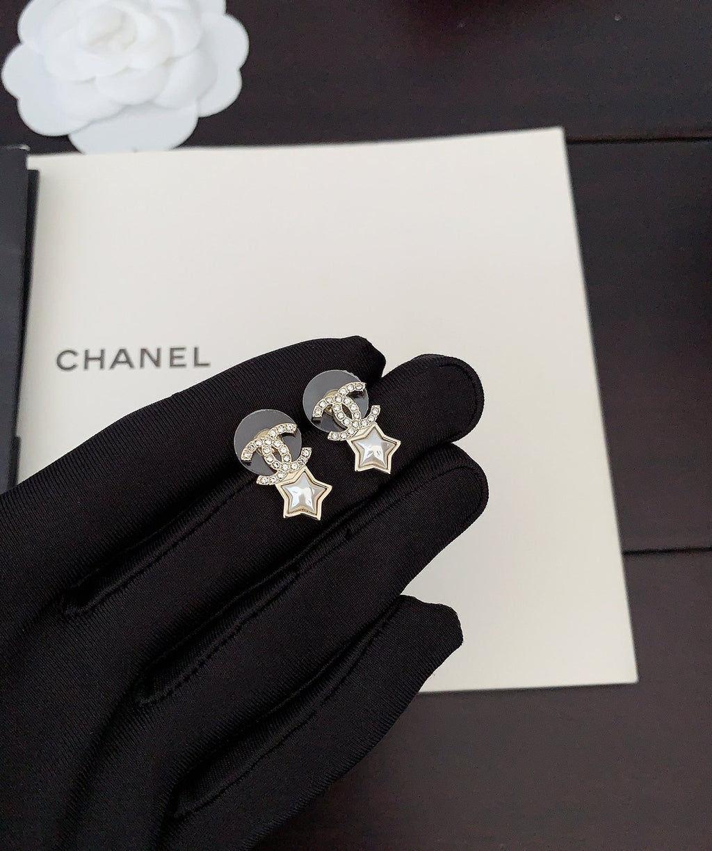 Chanel Star Crystals 18K Gold Earrings