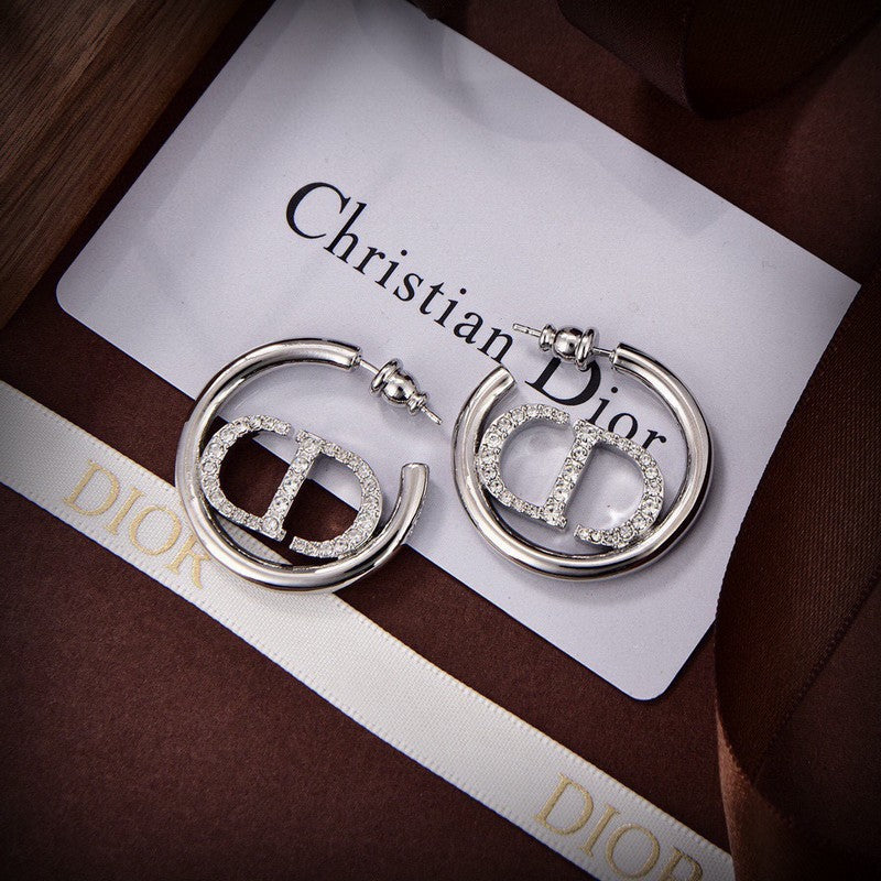 Dior Diamond 18K White Gold Earrings