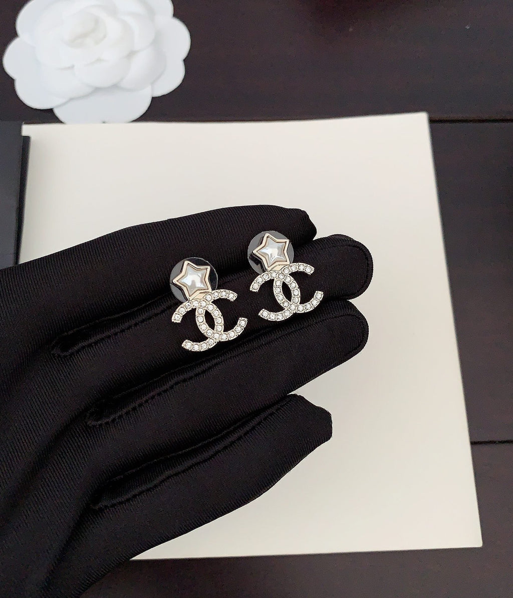 Chanel Star Crystals 18K Gold Earrings