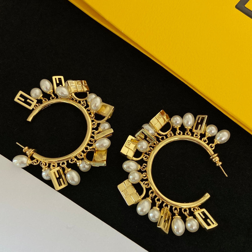 Fendi Pearls 18K Gold Earrings