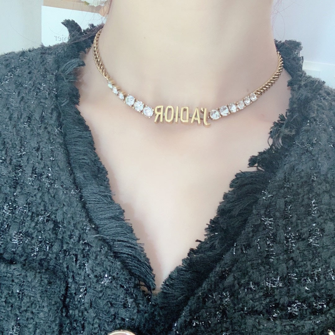 Dior J'adior Crystal Choker 18K Gold Necklace
