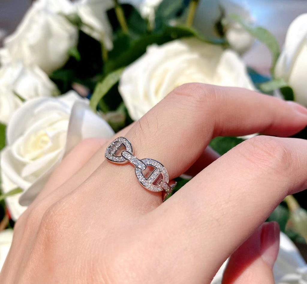 Hermes Chaine d'Ancre Enchainee Diamond 18K Gold Ring