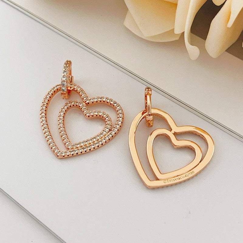 Tiffany Heart Diamond 18K Gold Earrings