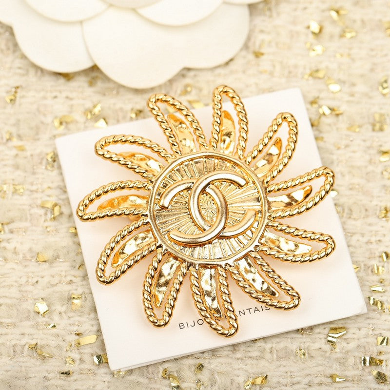 Chanel Sunflower 18K Gold Brooch