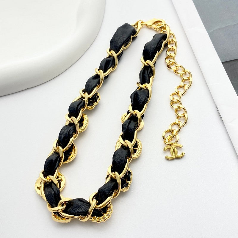 Chanel 2024 Leather 18K Gold Necklace