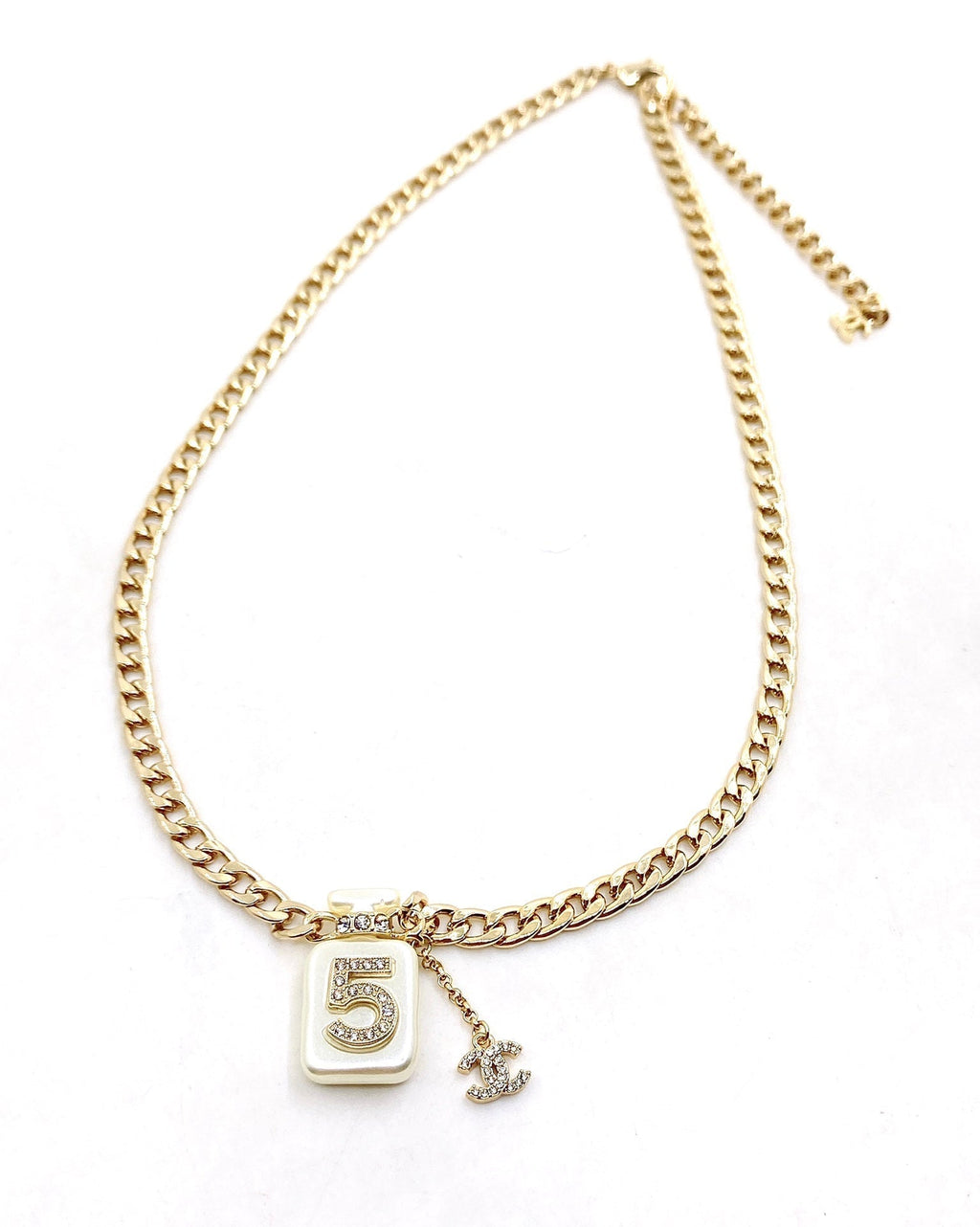 Chanel No.5 Perfume Pendant Chain 18K Gold Necklace