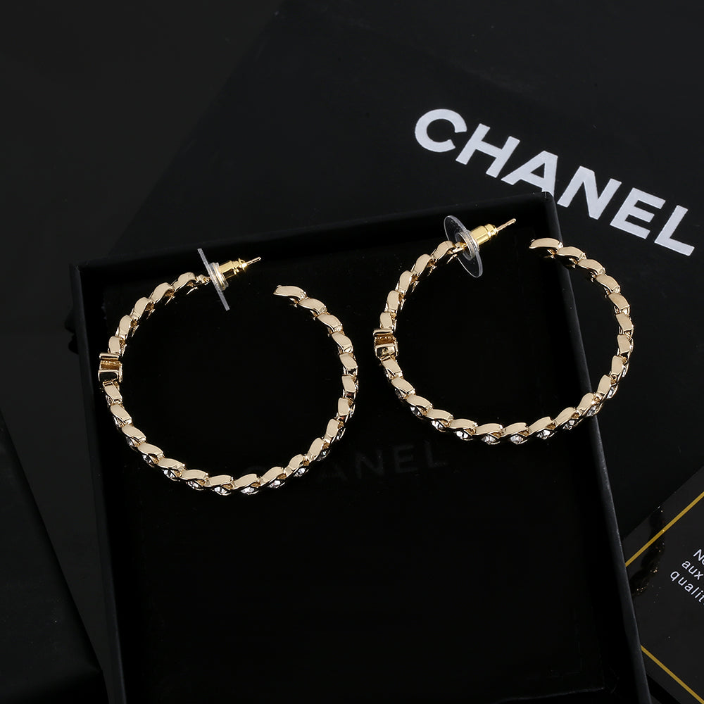 Chanel Crystal 18K Gold Earrings