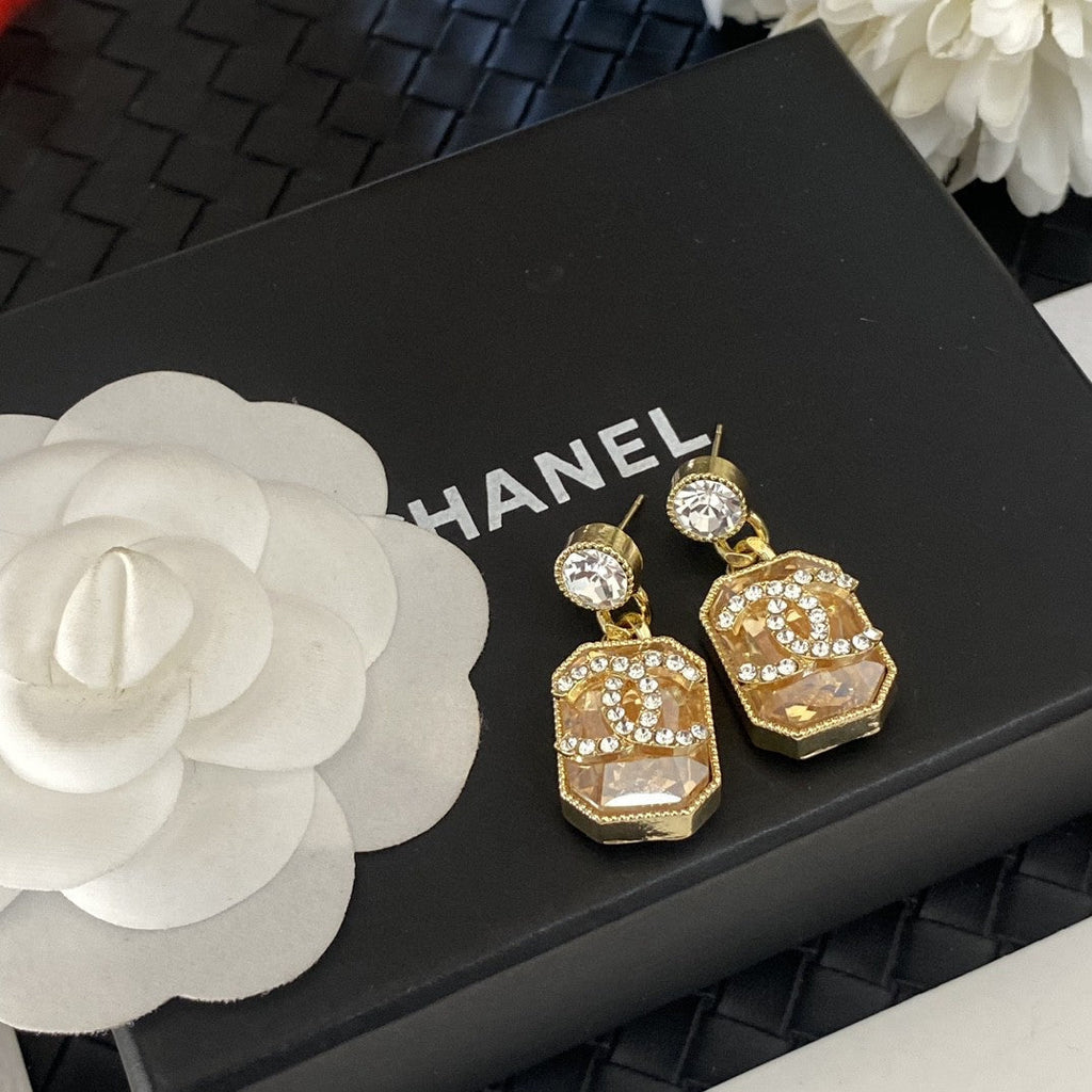 Chanel Crystals 18K Gold Earrings