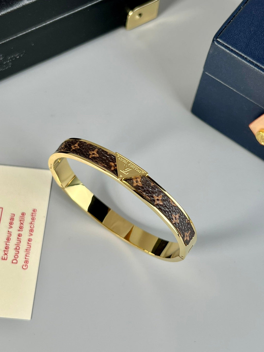 Louis Vuitton Vintage Leather 18K Gold Bracelet