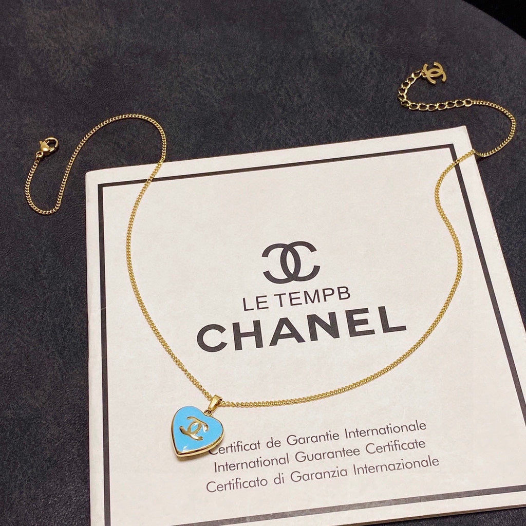 Chanel Blue Heart 18K Gold Necklace