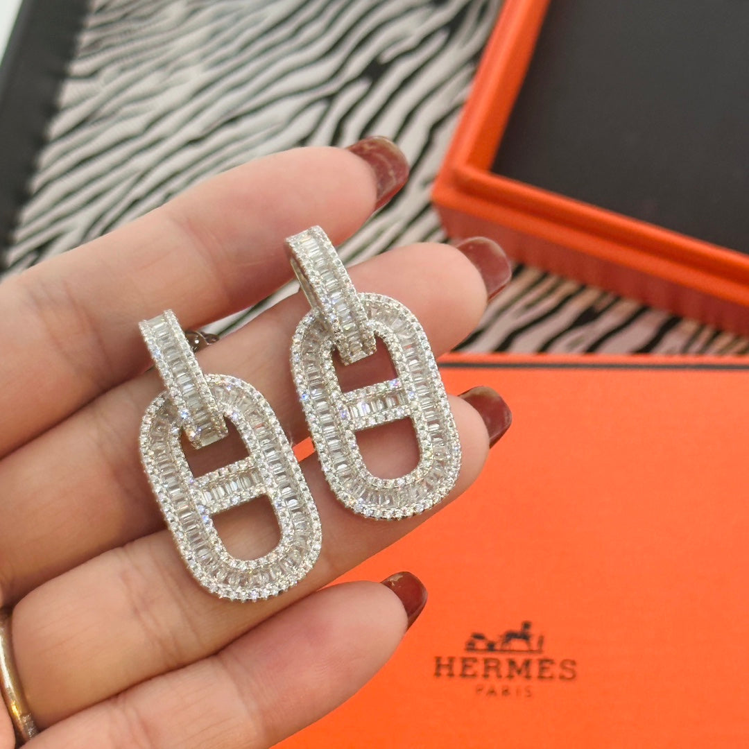 Hermes Diamonds 18K Gold Earrings