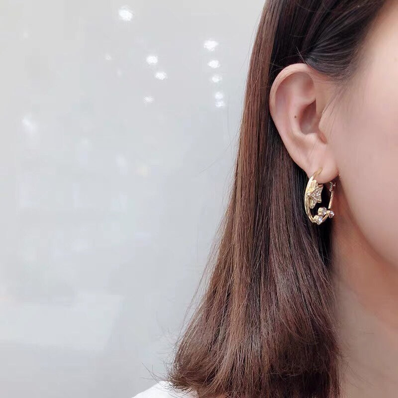 Dior Star Pink Crystals 18K Gold Earrings