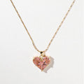 Celine Pink Heart Crystal 18K Gold Necklace