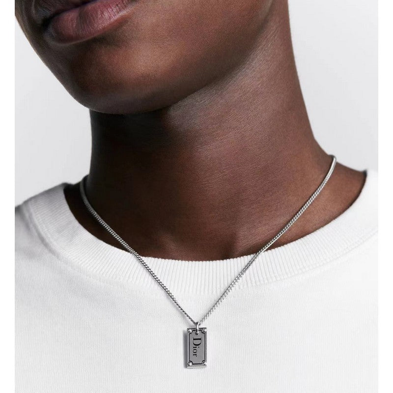 Dior Oblique Plate Pendant 18K Gold Necklace
