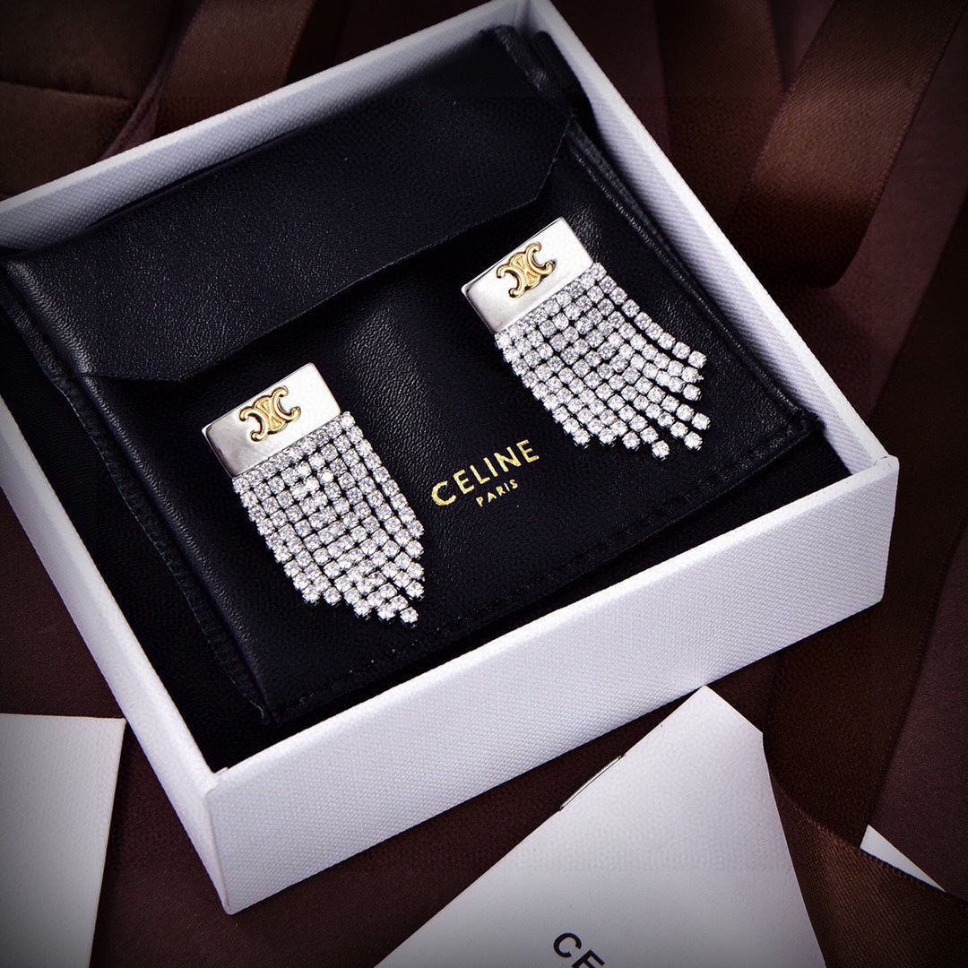 Celine Diamonds Tassel 18K Gold Earrings