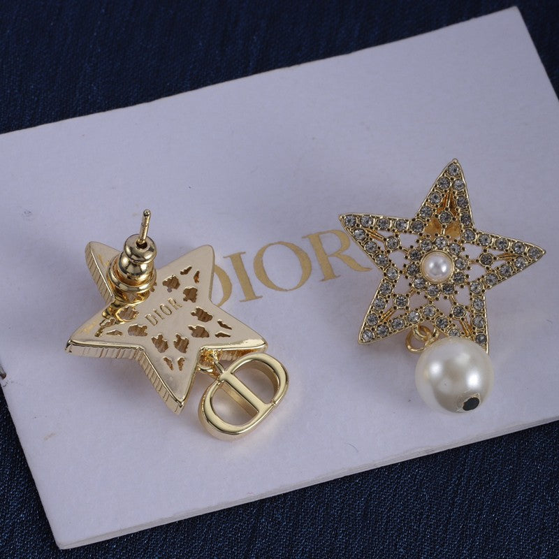 Dior Star Diamond 18K Gold Earrings