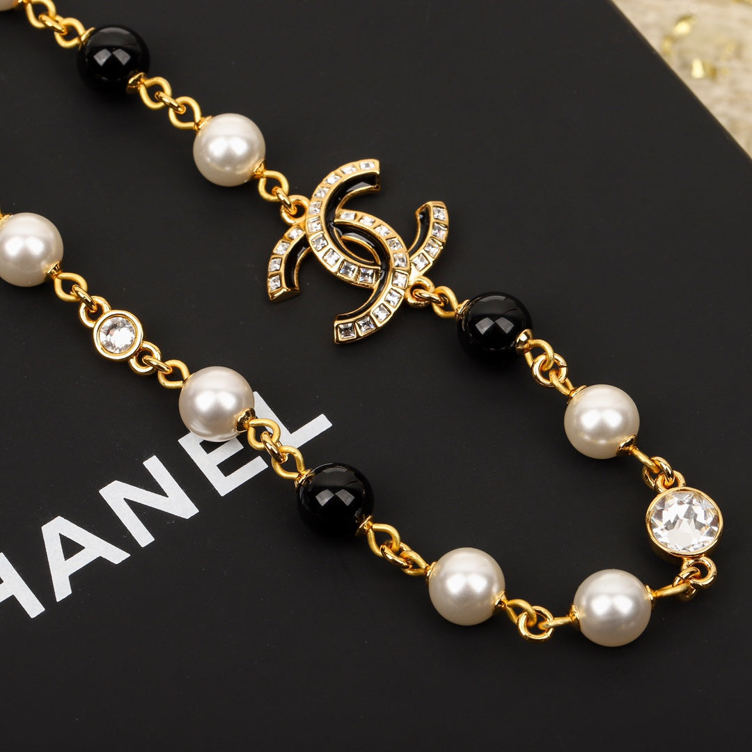 Chanel Black Pearls 18K Gold Necklace
