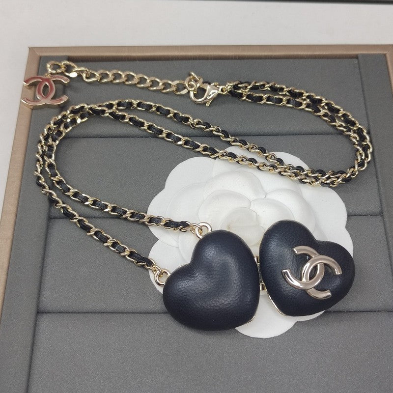 Chanel Black Heart Gold 18K Gold Necklace