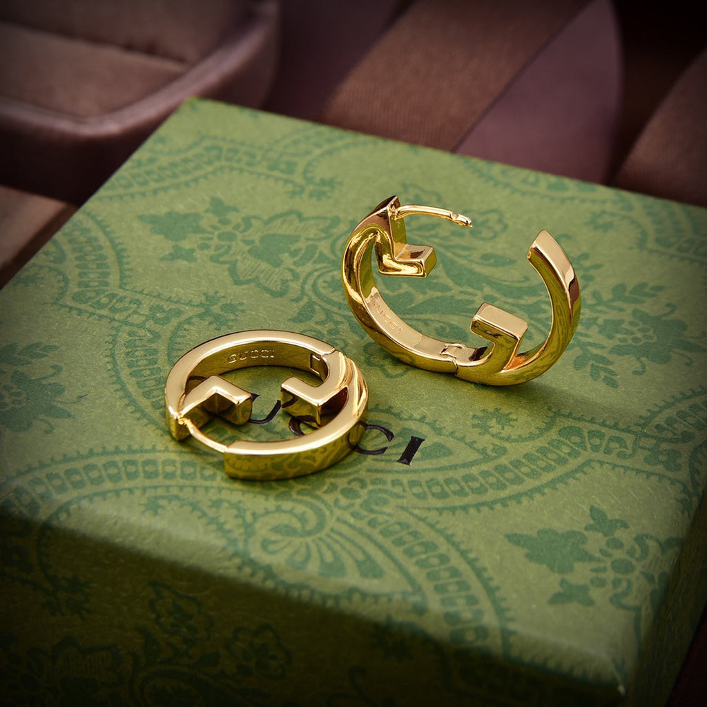 Gucci Double Hollow 18K Gold Earrings